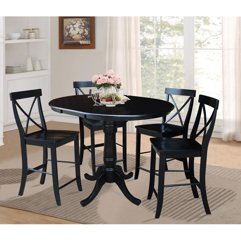 4 - Person Extendable Solid Wood Solid Wood Top Pedestal Dining Set