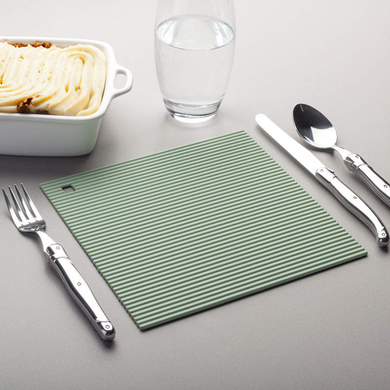 Silicone Square Trivet Mat, 22cm, Sage Green