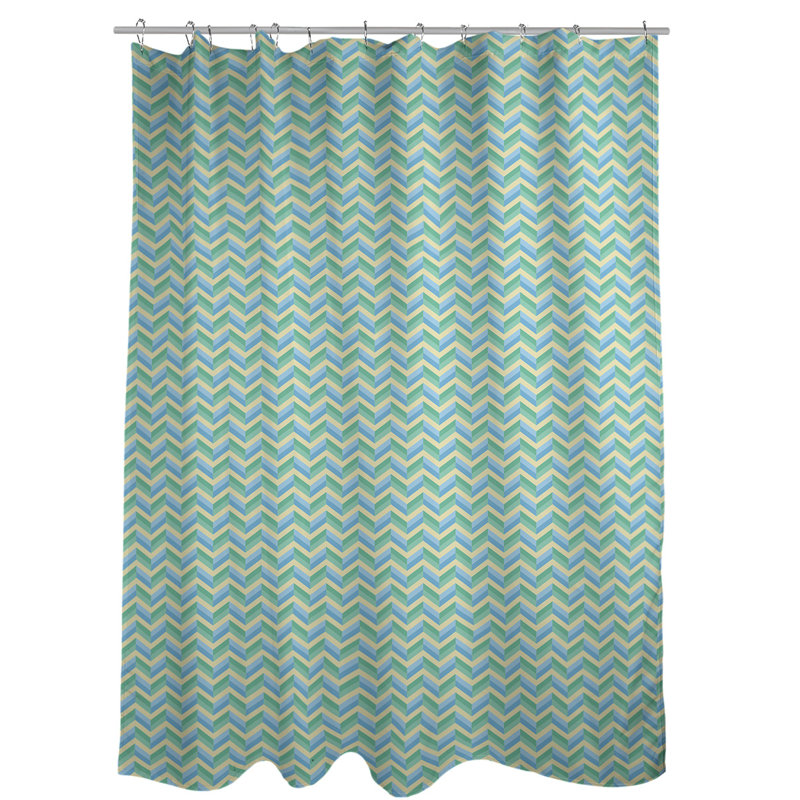 Rideau de douche simple à chevrons, Jaune/Vert/Bleu