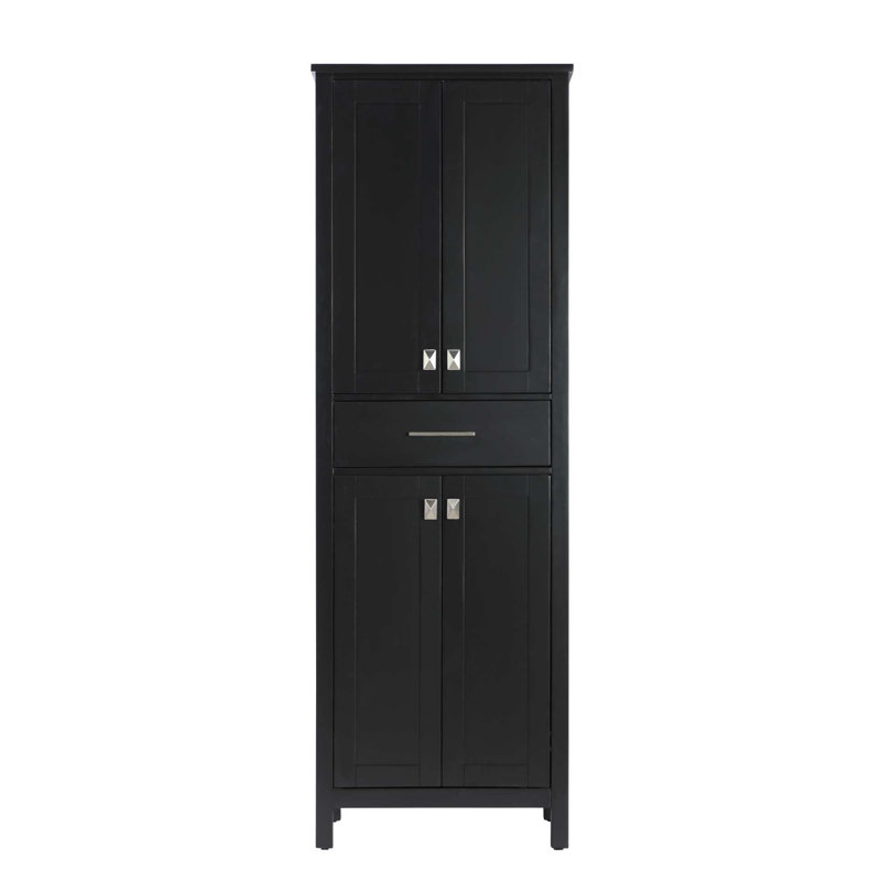 Armoire de rangement pour salle de bain 24 po en noir, H 72 po x l 24 po x P 18 po, Noir