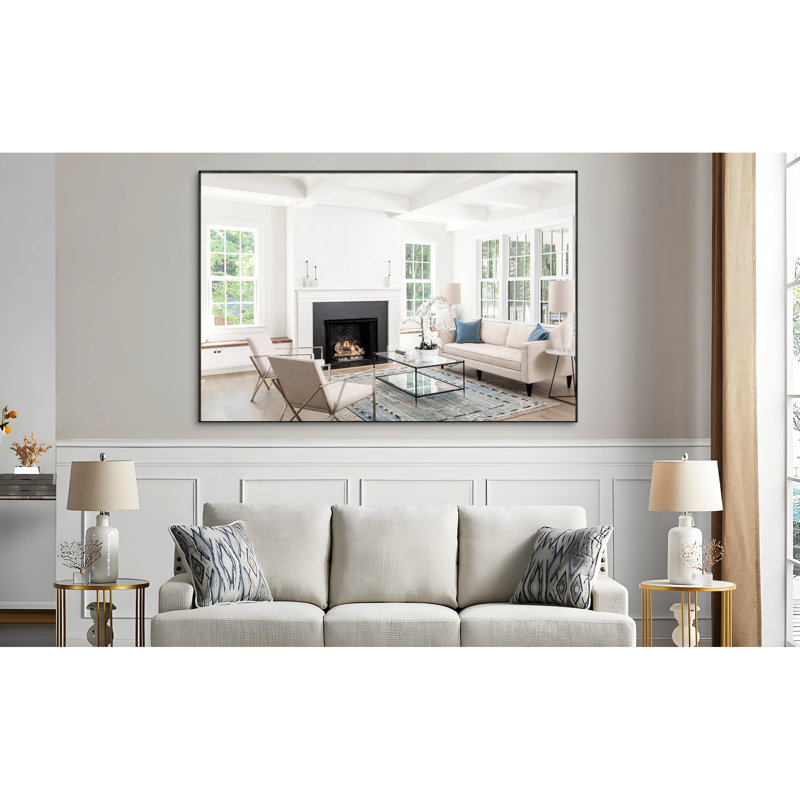 Miroir pleine grandeur surdimensionné en aluminium noir, 72 po x 48 po, idéal pour la salle de bain et le vestiaire, avec cadre mural pour accessoires, corps, plusieurs pièces d'application, haute qualité