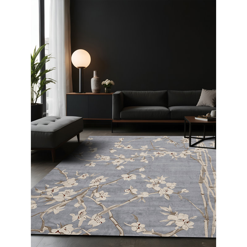 Tapis bleu soyeux et moelleux, Rectangulaire 3 pi x 5 pi