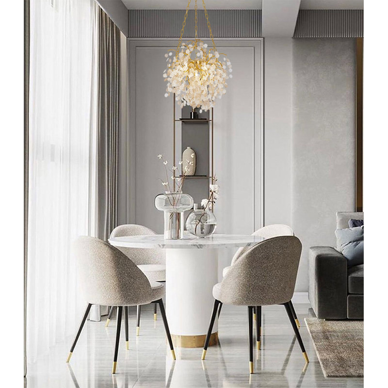 10 - Light Gold With White Glass Petal Accents