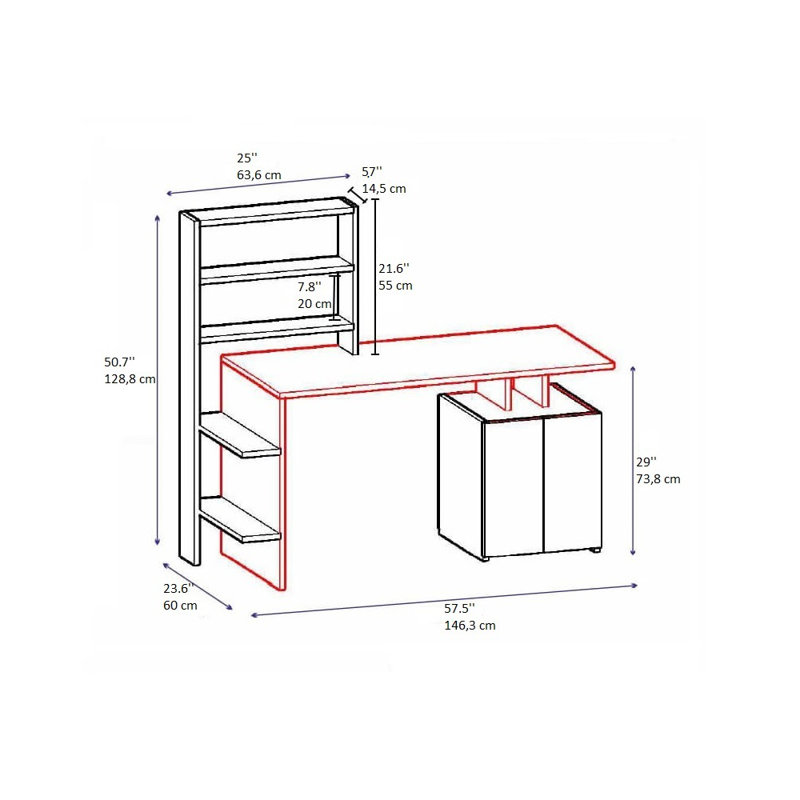 Computer Desk Ezekiella Lake, Anthracite/White