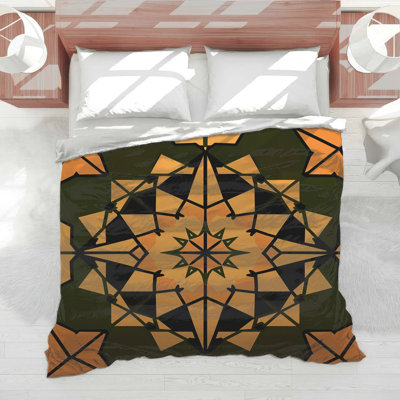 Orange Geometric Kaleidoscope Comforter