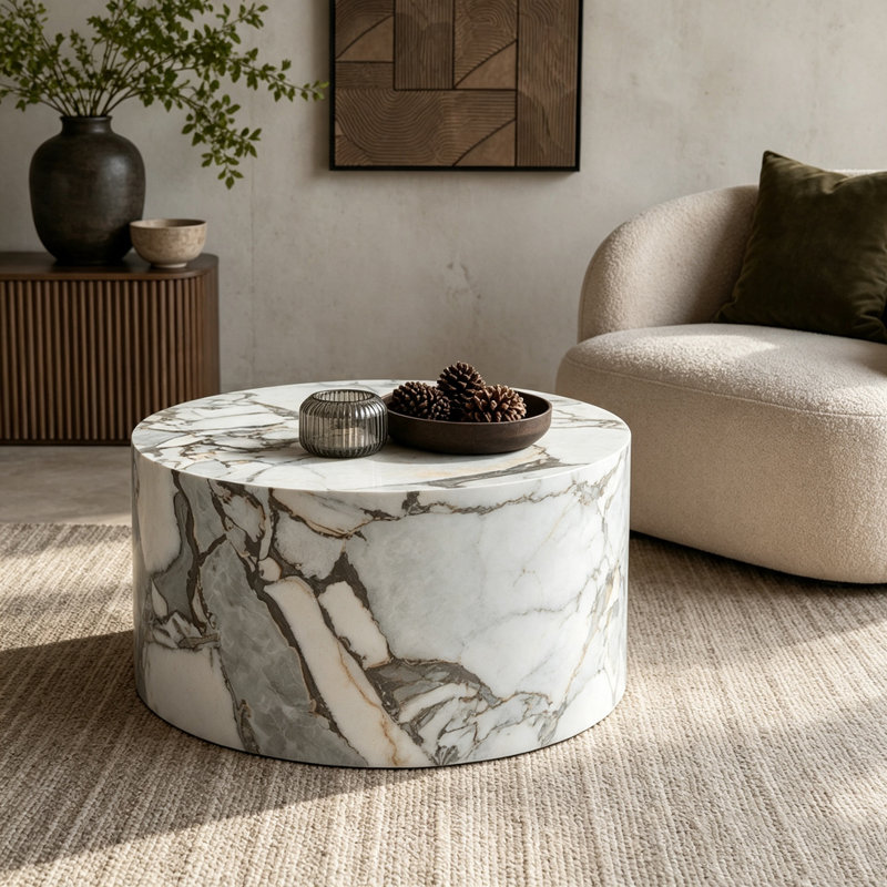 Table basse ronde, Blanc