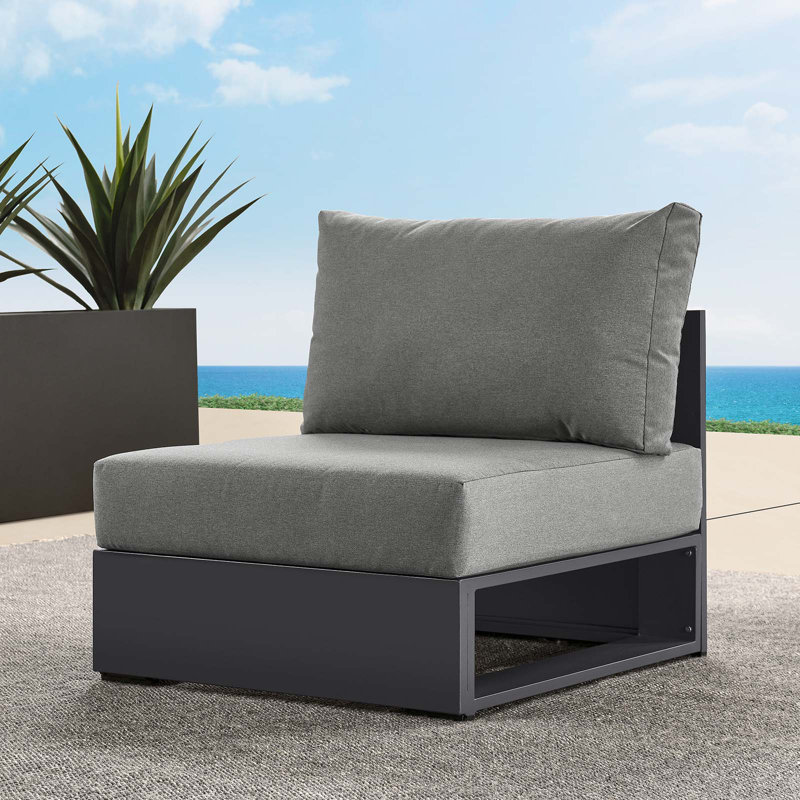 Fauteuil modulaire en aluminium thermolaqué Modway Tahoe, Gris anthracite