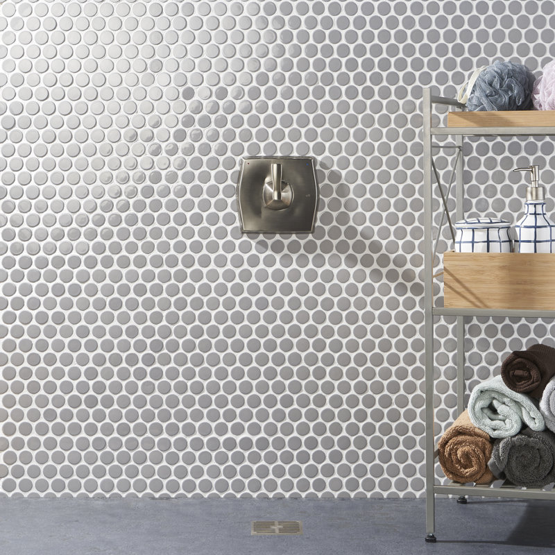 Zen 12.32'' W x 12.99'' L Ceramic Penny Round Mosaic Floor and Wall Tile (1.11 sq. ft./ each), Gris