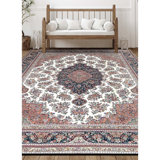 Hand Knotted Wool Oriental Area Rug in Ivory And Navy