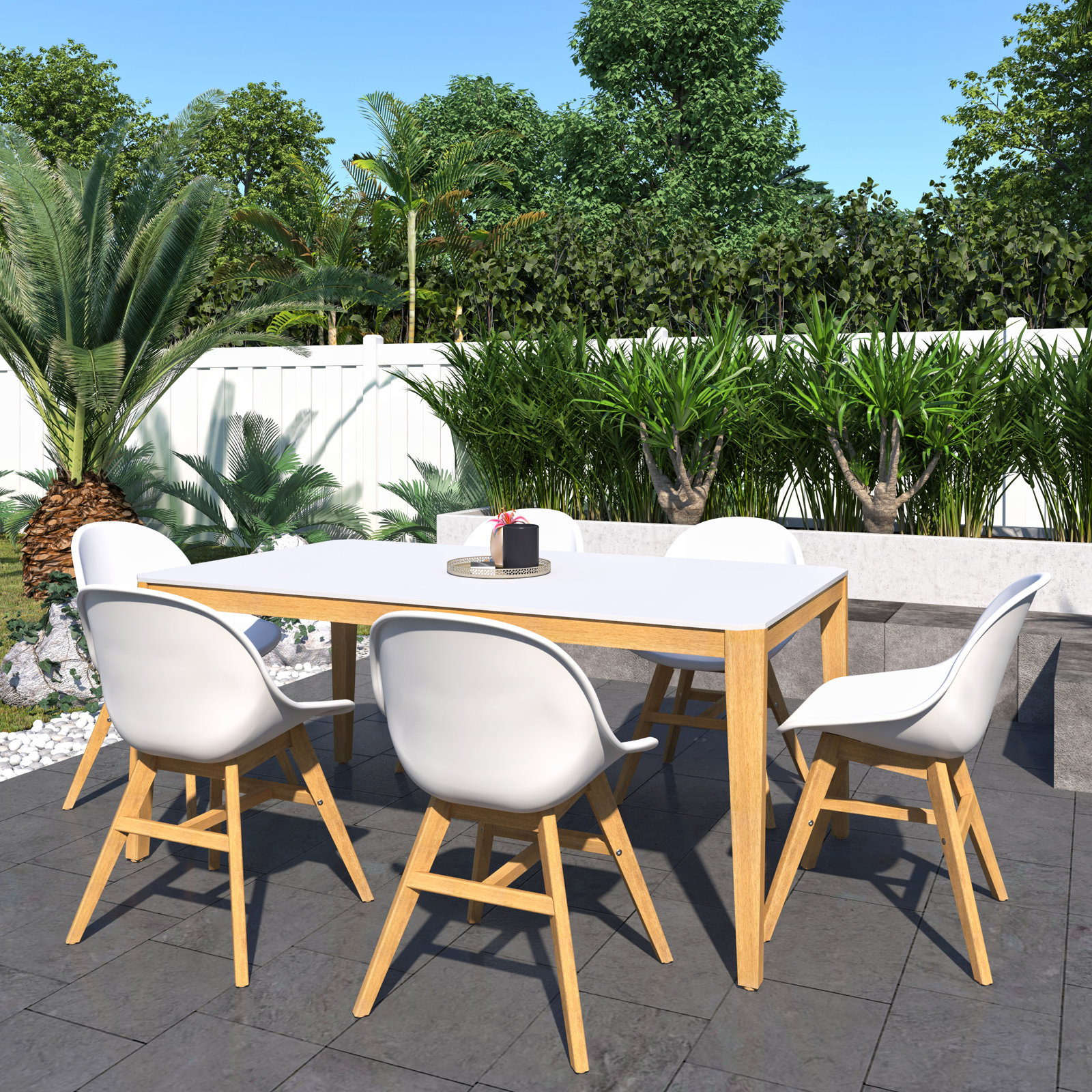 Grandos 67" Eucalyptus Patio Dining Set, White