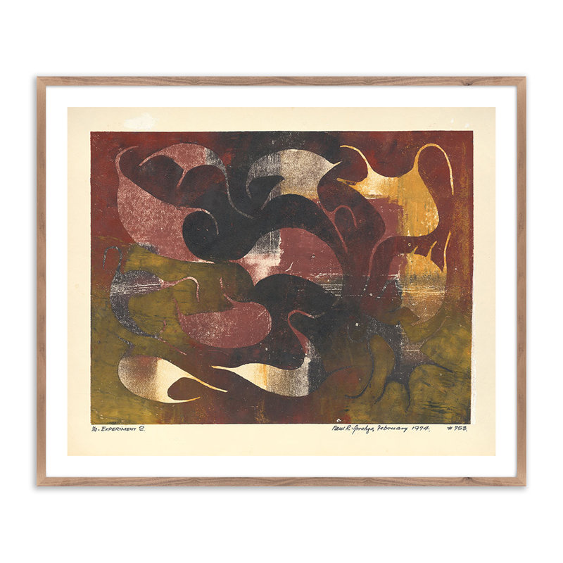 Experminet II Print by Pepi Sprohge, 20.5" H x 24" W x 1.5" D, Dark Brown Single Picture Framed