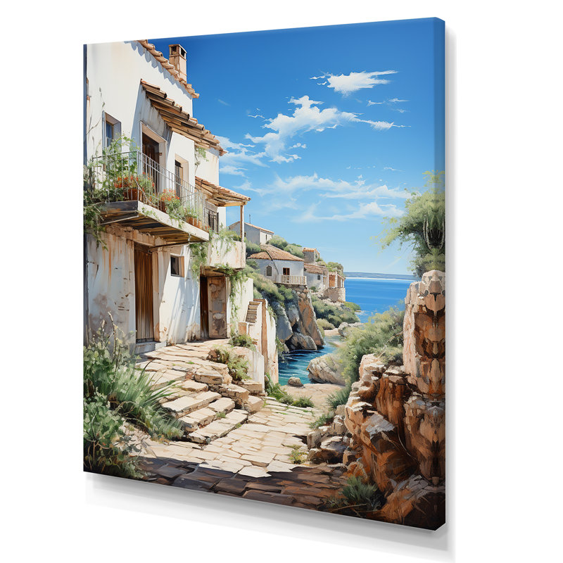 Spain Azure Coastline Village V - Spain Wall Art Living Room, H 20 po x l 12 po x P 1 po, Toile tendue