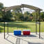 Pavillon de jardin barbecue 8X5Ft - structure en acier, plateau en polycarbonate à deux niveaux et tablettes incluses