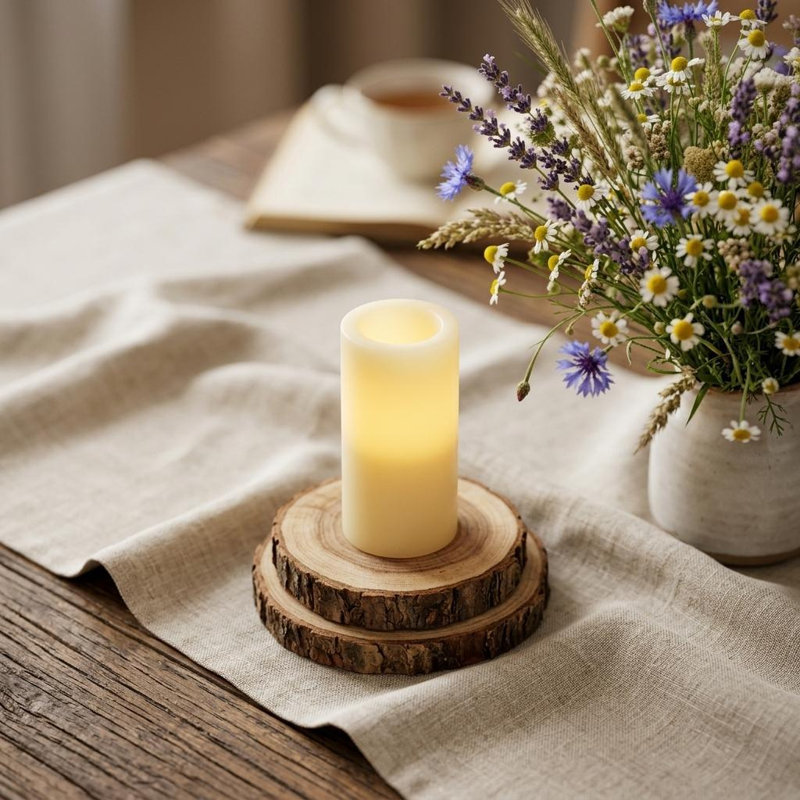Bougie colonne sans flamme 6 po ivoire