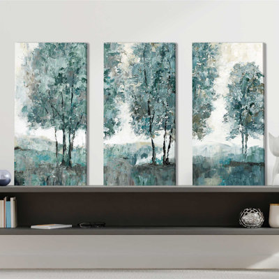 Teal Sentinel - ensemble de 3 reproductions d'art sur toile tendue