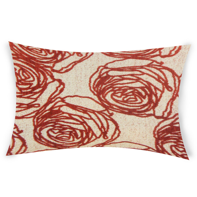 Floral Reversible Throw Pillow, Red, 14" x 48"