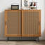 Sideboard with 2-Sliding Rattan Barn Doors & Adjustable Shelves