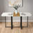 Modern 4-6 Person Dining Table, Marble-Look Wood-Grain Tabletop, Black Metal Frame, Suitable For Both Kitchen And Dining Room Use.