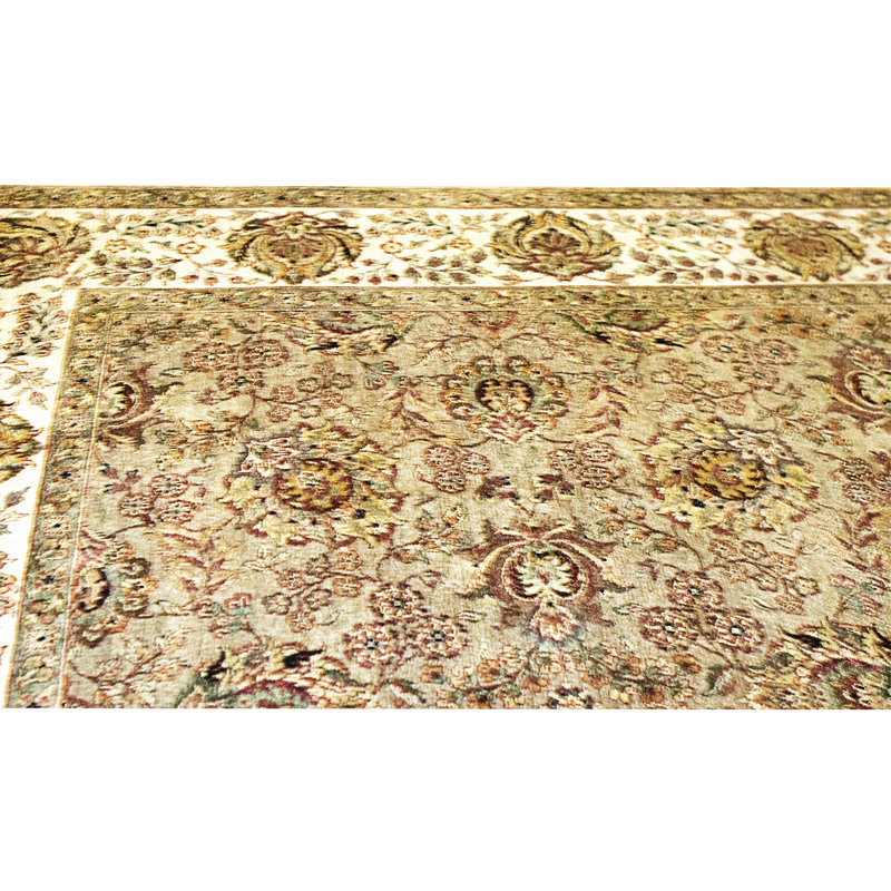 Tapis chameau et ivoire noué à la main de haute qualité