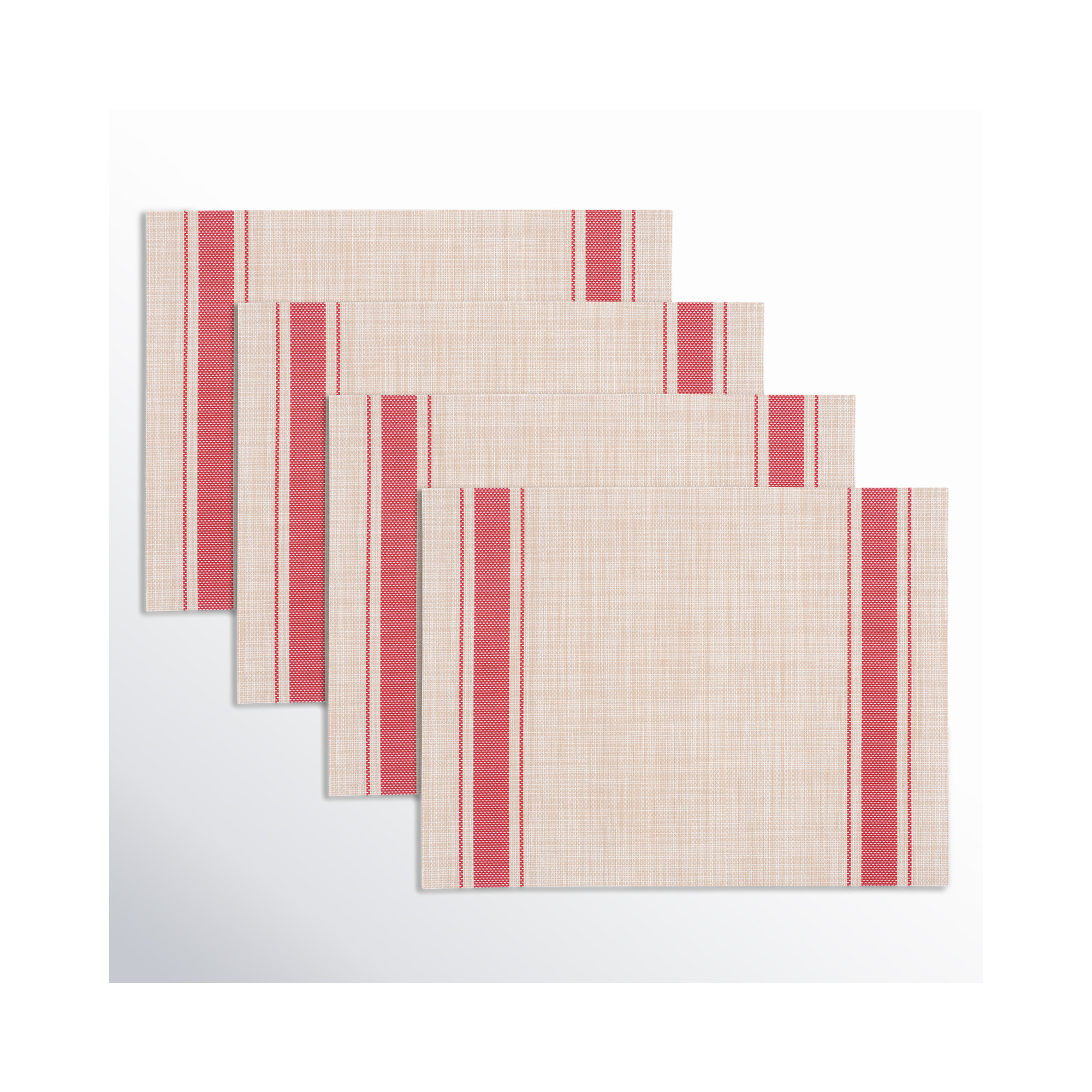 Rialta Stripe 17" Placemat, Beige/Red