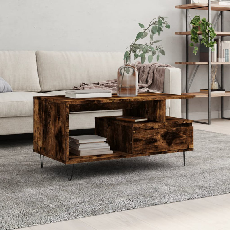 Coffee Table with Storage, Smoked Oak