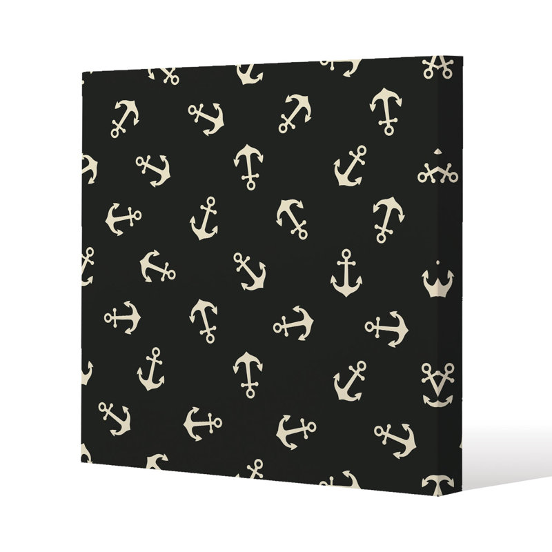 Anchors on Background Slim Style Canvas Print, 15mm Slim Real wood., 60 cm H x 60 cm W