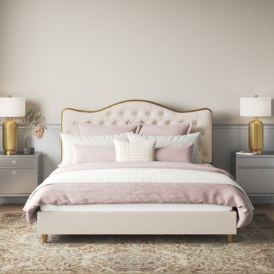 Parley 55.1'' Tall Upholstered Bed, Wood Bed Frame with Tufted Headboard