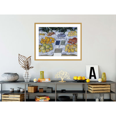 «Fruit Exposed on a Stand» par Gustave Caillebotte - Reproduction giclée encadrée