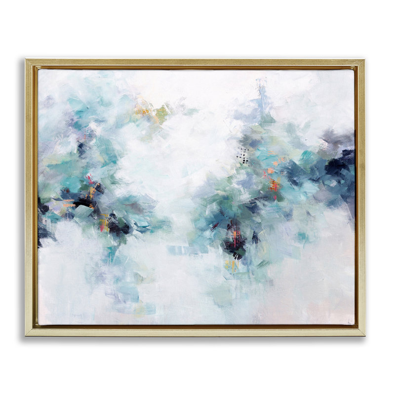 Cadre flottant Reaching Out Abstraction, design par Karen Hale, H 17 po x l 21 po, Cadre flottant métallique doré