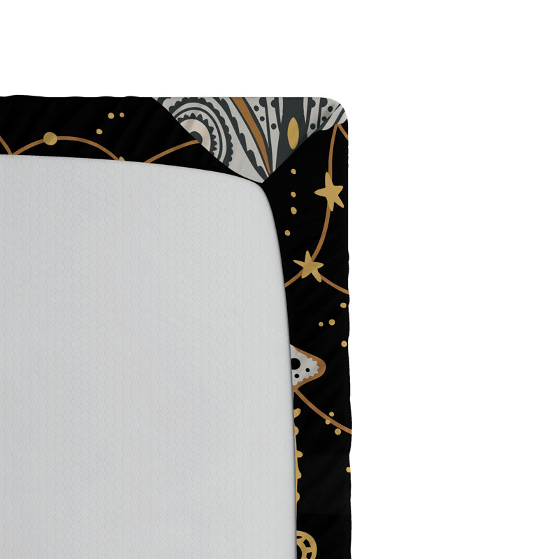 Drap-housse Ambesonne Moth Design Mystic Wingy Art animalier moutarde / bleu mauve / blanc