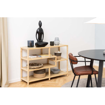 Mida 79cm H x 114cm W Solid Wood Geometric Bookcase