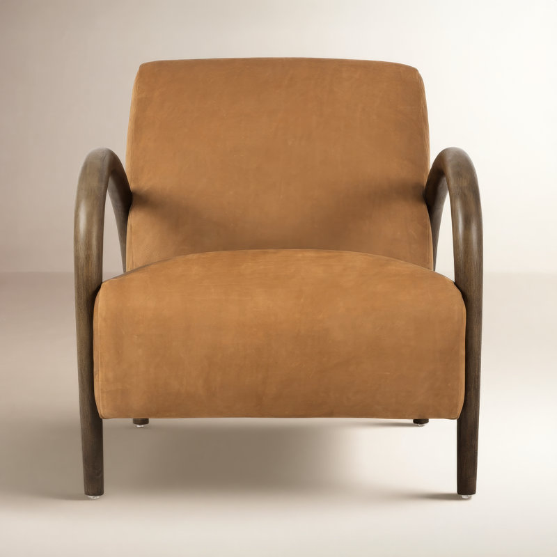Noah Chair, Nubuck Cognac Genuine Leather