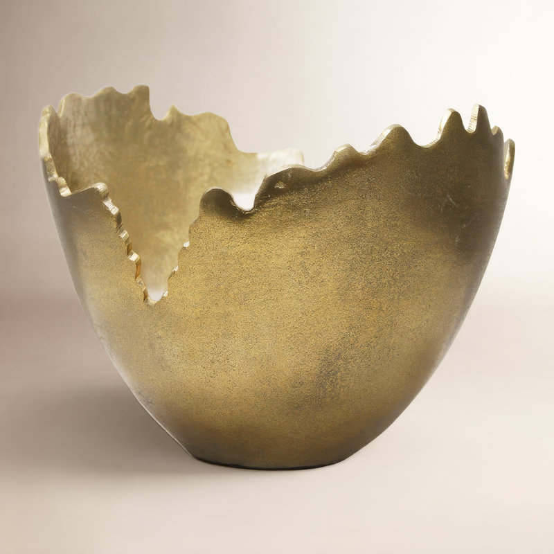 Aluminum Decorative Bowl 1, Gold, 10.85" H x 8.66" W x 11.81" D
