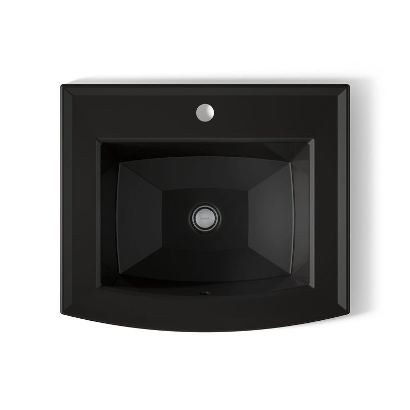 Archer® Vitreous China Rectangular Drop-In Bathroom Sink with Overflow, Black, Single Hole 