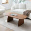 Table d'appoint de salon moderne Modern, base incurvée et noyer naturel, stable pour une utilisation à long terme, installation multifonctionnelle quotidienne