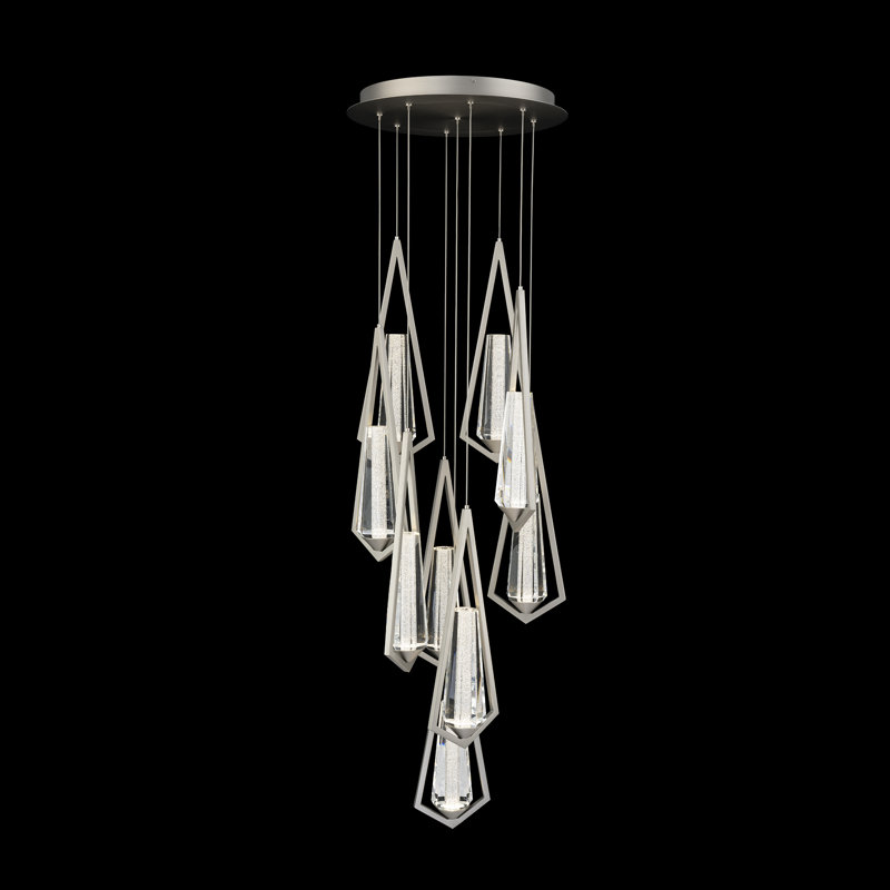 Devotion LED Pendant, 18" H x 17" W x 17" D, Satin Nickel, 9 Lights