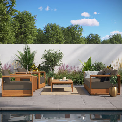 Ensemble de meubles de patio en bois d'acacia de 5 pièces Tahoe