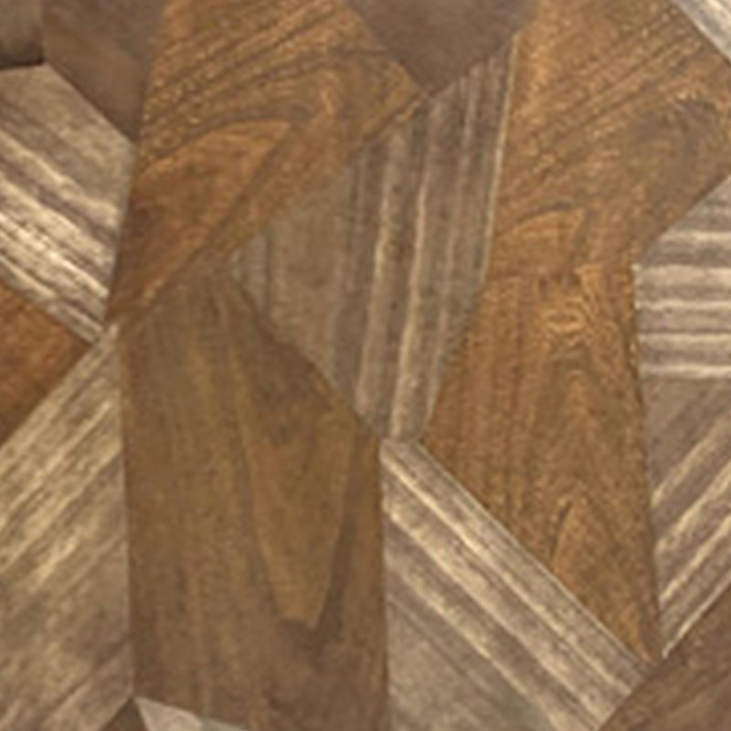 Plateau décoratif en bois Hely, carré de 27 pouces, motif géométrique beige brun