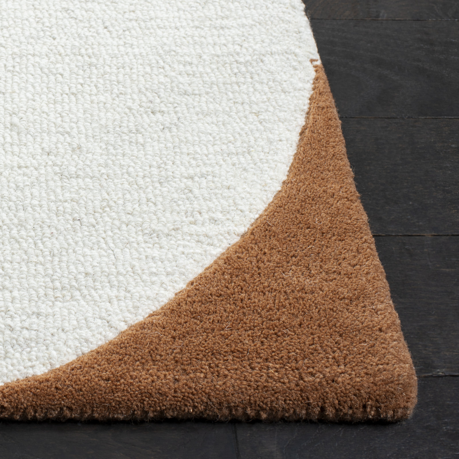 Antoni Ivory Black Brown Hand-Tufted Wool Rug, Rectangle 2'3" x 4'