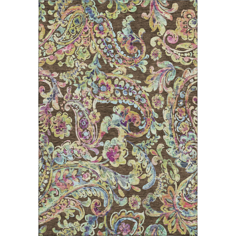 Premium Machine Washable Prisco Chocolate Rug, Rectangle 8' x 10'