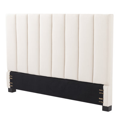 Linen Upholstered King Size Headboard In Beige