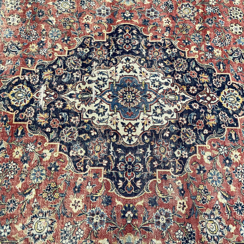 Tapis turc rétro vintage rouge pour le salon - tapis kurde antique surdimensionné doux et lavable