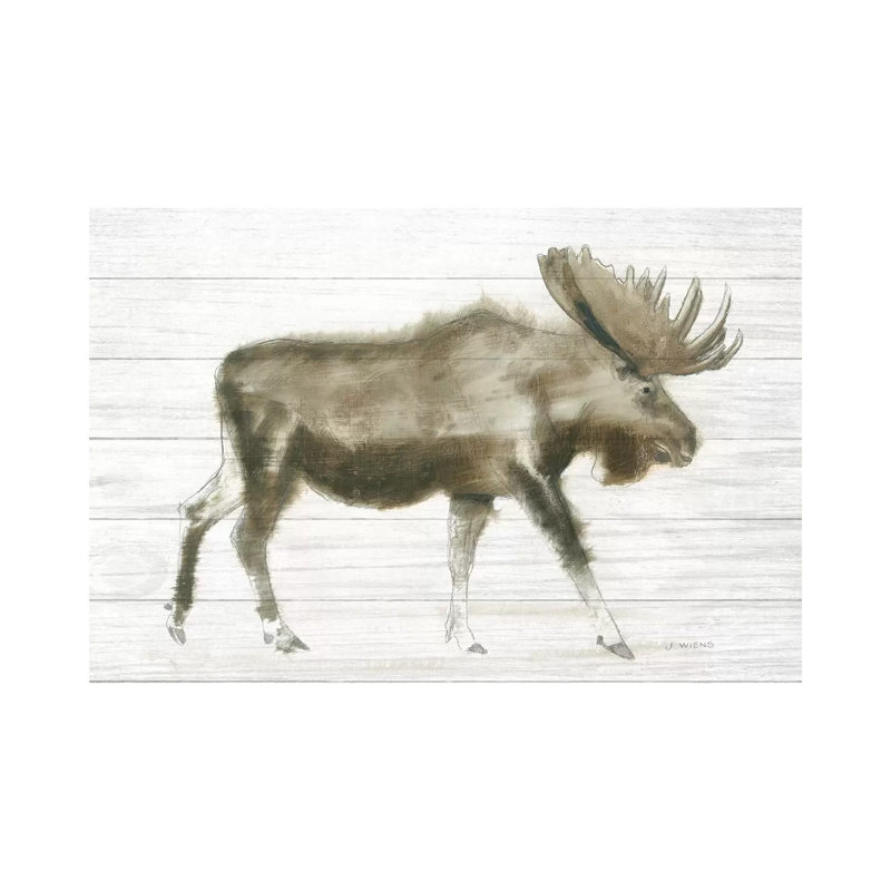 Dark Moose On Wood Crop by James Wiens - Wrapped Canvas Painting, 152.5 cm H x 101.5 cm W