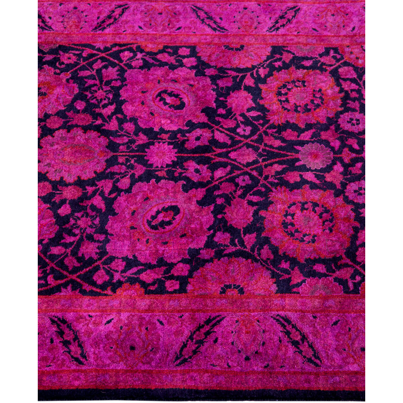 Overdyed Hand-Knotted Wool Modern-Contemporary Purple Runner 3' 0" x 10' 9"