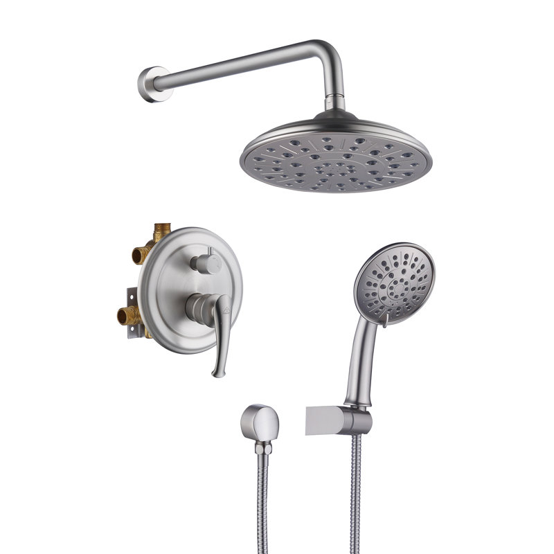 Brushed Nickel Wall Mounted Multi-Head Rain Shower System