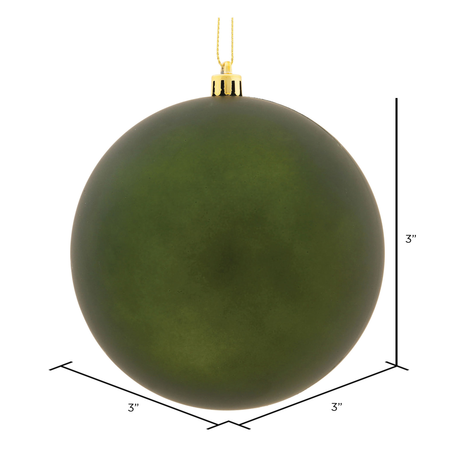 Holiday Décor Ball Ornament, 3" H x 3" W x 3" D, Matte Moss Green