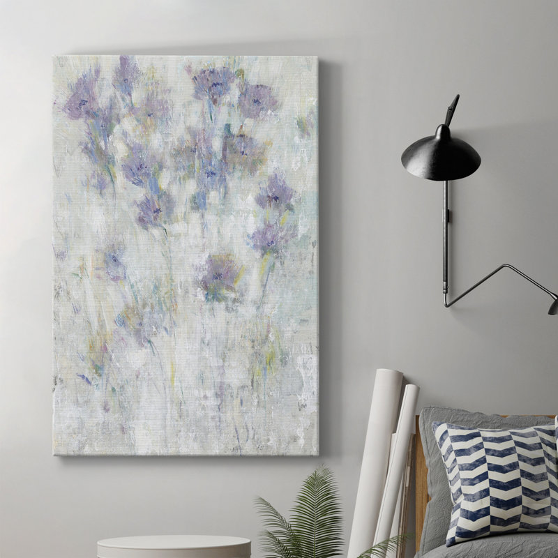 Lavande floral Fresco I - impression sur toile tendue, H 36 po x l 24 po x P 1 po