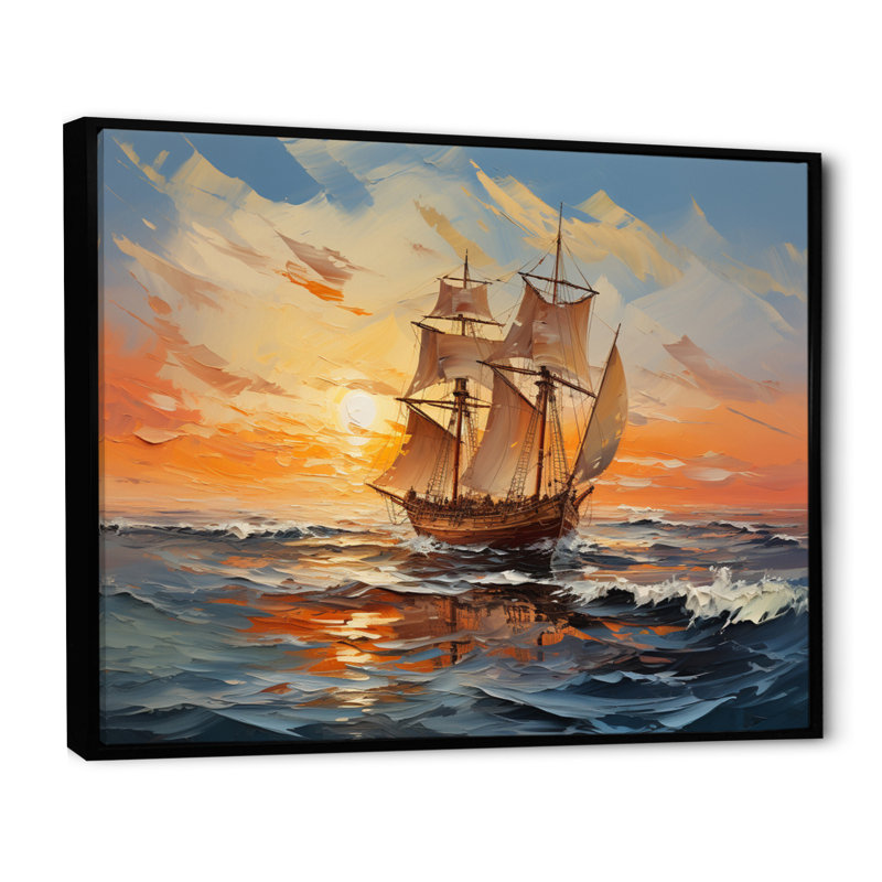 Teja Boat Vibrant voyages II sur toile, Cadre flottant noir, H 30 po x l 40 po x P 1,5 po