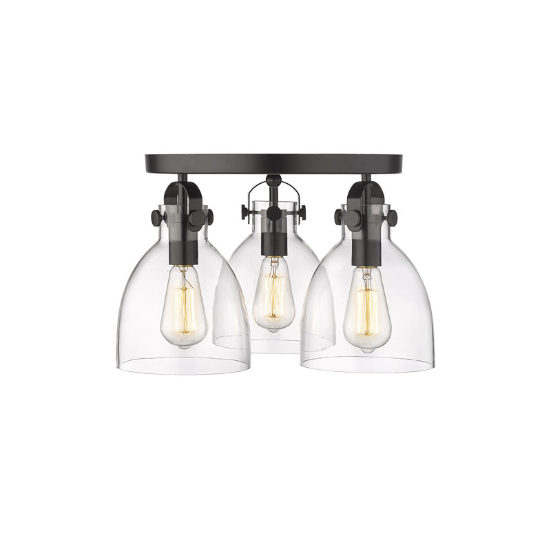 Smeltertown Glass Flush Mount, Matte Black, Clear