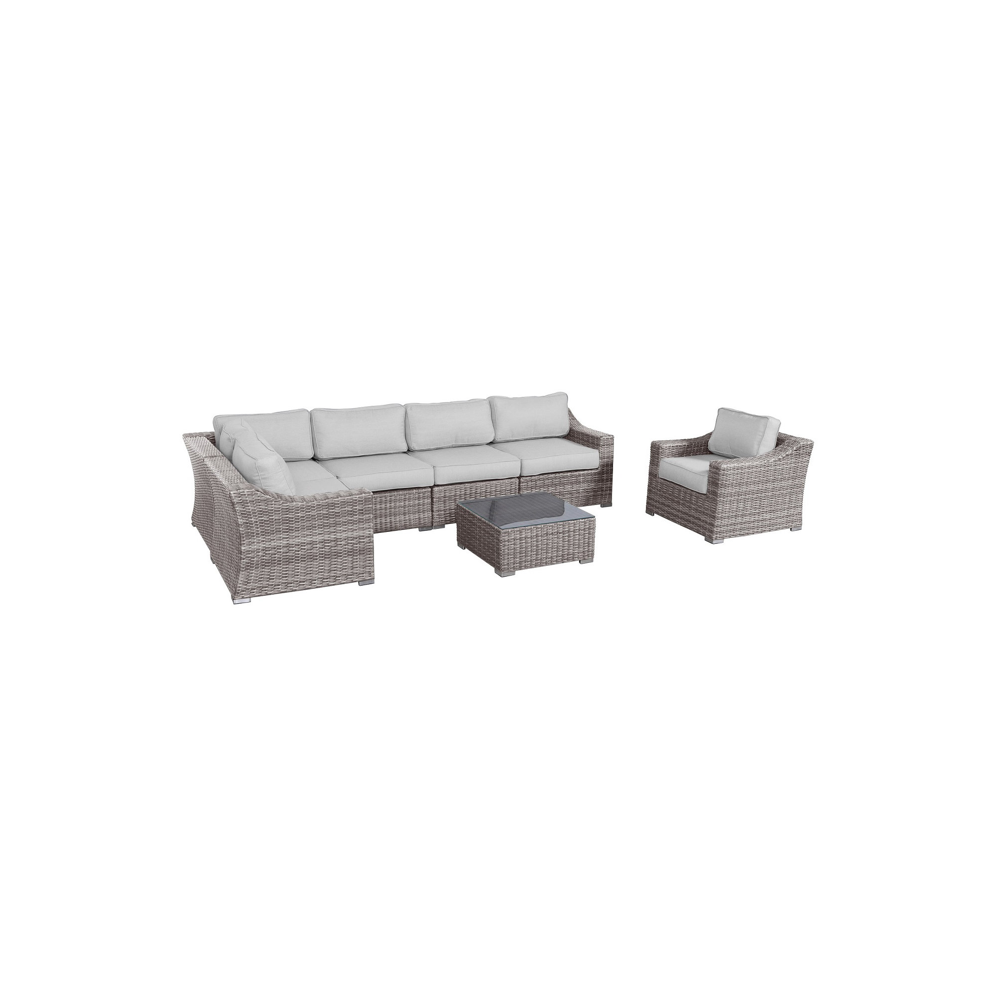Saffi Wicker Fully Assembled 5 - Person Seating Group with Cushions, Sunbrella Canvas, Mixed Gray